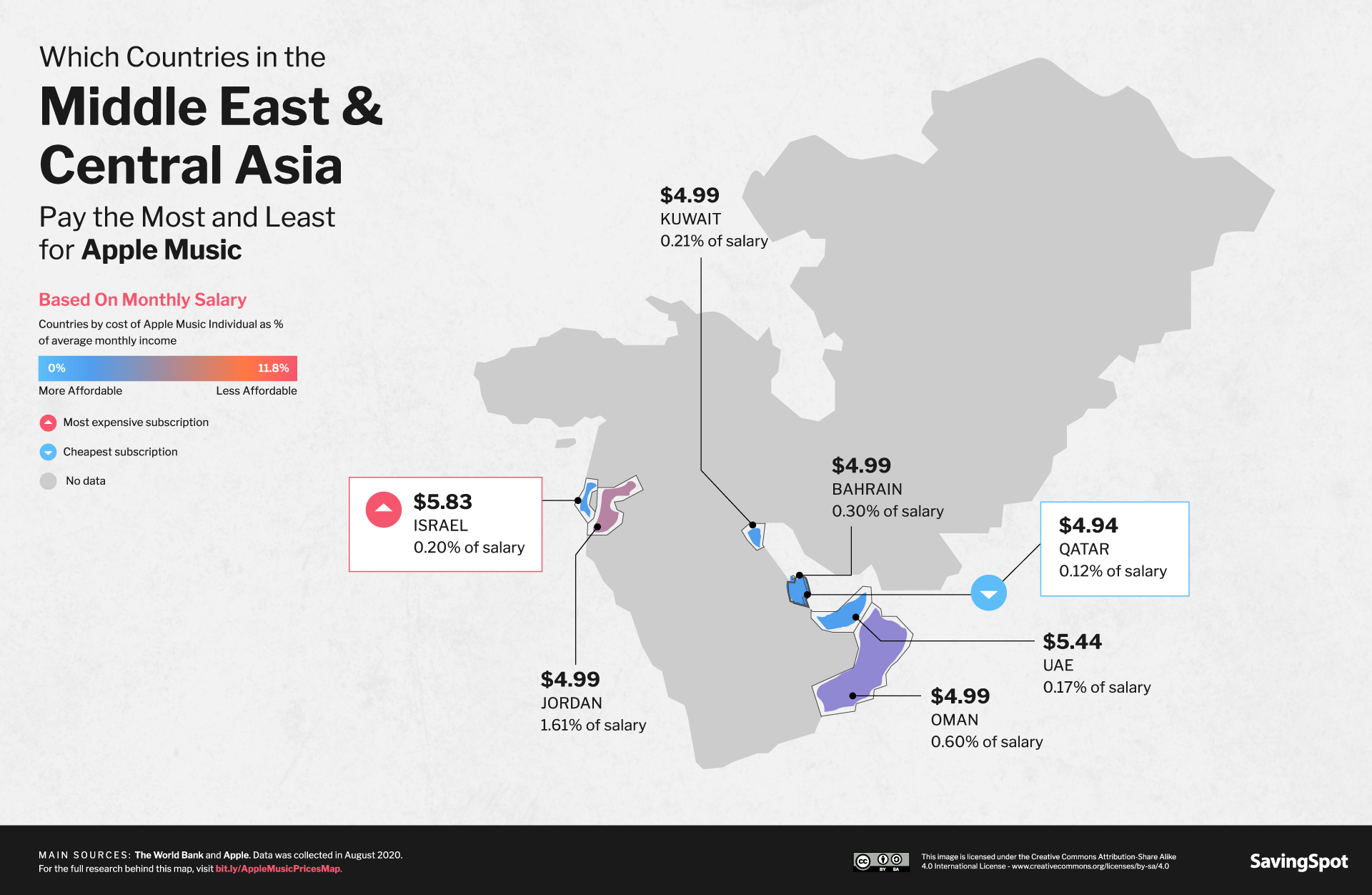 Middle East & Central Asia Apple Music map